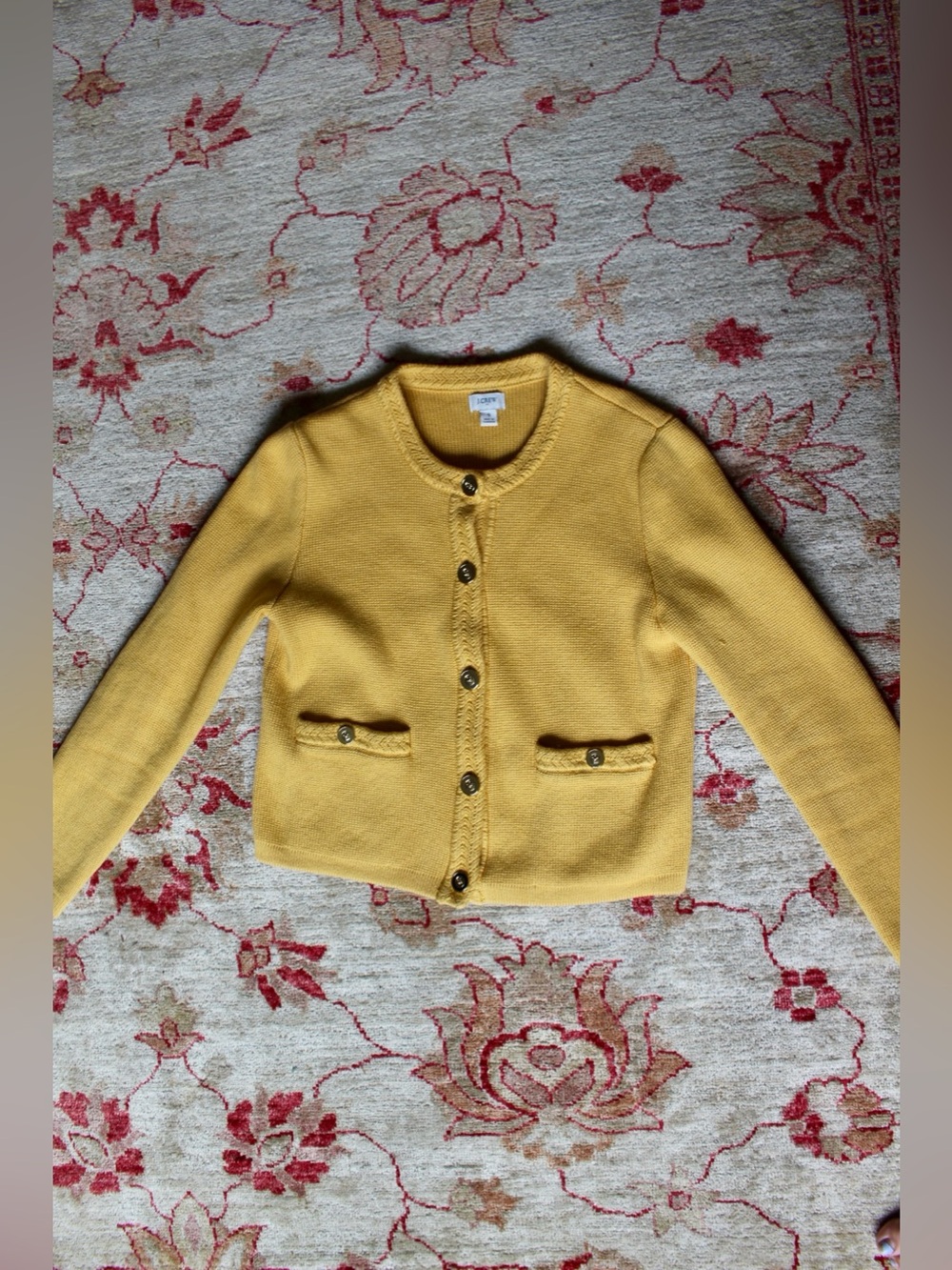 Women’s J. Crew Heavyweight Cardigan Sweater Jacket Size Small Gold Buttons